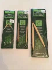 Lot of 3 Various Sizes Clover Takumi Bamboo Circular Knitting Needles, NEW