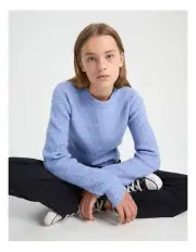 [Tilii] Crew Neck Rib Knit in Light Blue