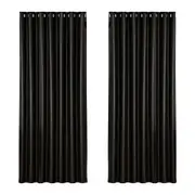 2X Blockout Curtains Blackout Window Curtain Eyelet 240x230cm Black