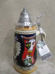 King Limited Edition Beer Stein Austria Flags Lidded Ceramic Collectible