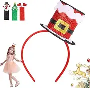 [Generic] Christmas Hat Headband - Elastic Red Green Silver Christmas Headgear | Classic Comfortable Kids Headband for Christmas