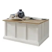 Design Square Cottage Road Wooden Country Large Storage Coffee Table Natural/White