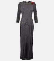 [Simone Rocha] Simone Rocha Crystal-embellished sheer cocktail dress AU 8 black