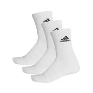 adidas 襪子 Cushioned Crew Socks 白 黑 中筒襪 男女款 三雙入【ACS】 DZ9356