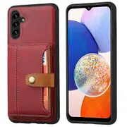 For Samsung Galaxy A14 5G Calf Texture Phone Case Card Slots Kickstand Coated TPU Back Cover
