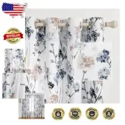 Soft Floral Curtains 84" x 52" - Grommet Light Filtering Panels for Home Decor