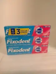 Fixodent Complete Original Denture Adhesive Cream, 2.4 oz, 3 Pack New