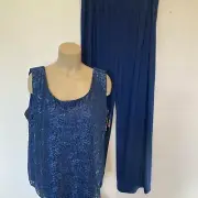 New $119. R & M Richards size 18 peacock blue tank & pant 2pc made in USA