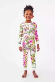 New Roller Rabbit Kids Breakfast In Bed Kids Pajama PJ Pink Green White 12 XXS