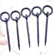 Hook tent peg with ring peg Antique style iron pegs for pitching Set of 5 Unit