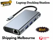 8in1 Laptop Docking Station Type-C Dual HDMI Adapter USB-C Triple Display melb