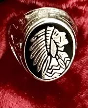 Native American jewelry. Handcrafted Navajo Rhodium Ring. Sizes 10-14