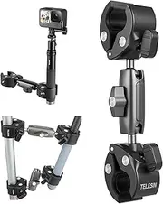 Aluminum Dual-Ball Clamp Mount for Motorcycle Bicycle Bike Extension Rod Selfie Stick Pole Clamping Mounting Accessories Compatible for GoPro Insta360 DJI Action Phones (Dual-Ball Clamp Mount) (Dual-ball Clamp Mount)