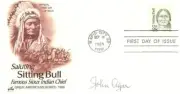 JOHN AGAR SIGNED FIRST DAY ISSUE. 1989 SITTING BULL (REDUCED PRICE)