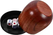 Kisangel 1 Set Wooden Dice Cup Set with Lid Ktv Game Dice Shaker Capacity for Party Table Games Craftsmanship Includes Rounded Corner Dices