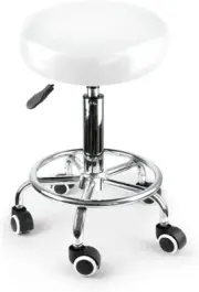 round 360° Swivel Salon Stool, PU Leather 50-65Cm Height Adjustable Barber Stool