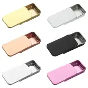 2pcs Metal Rectangular Empty Mini Tin Box Bins Jar Hinged Portable Containers Small Storage Tinplate Push Organizer Candy Pill Cases black