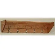 Wooden Mallet 5 Hook Wall Mounted Coat Rack Shelf in Light Oak