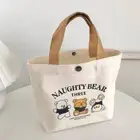 Peach Mini Handbags Canvas Storage Bags Fashion Lunch Bag Picnic