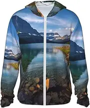 [LHBWCVN] UPF 50+ Light Jacket Full Zip Sun Protection Hoodie for Women Men Long Sleeve Glacier National Park Sun Shirts