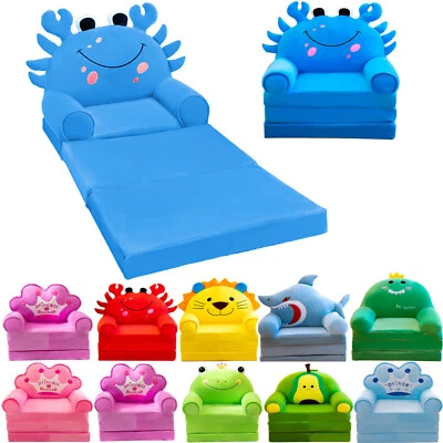 3 In 1 Kids Sofa Couch Fold Out Foldable Princess Toddler Chair Bed Recliners