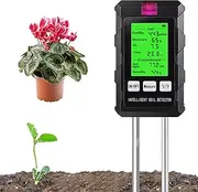 Digital Soil Moisture Meter, 6-in-1 Soil Tester for pH, Humidity, Fertility, Temperature & Sunlight, Soil Analyzer for Potted Plants, Garden, Lawn, Indoor/Outdoor Use