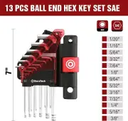DuraTech 13PC Allen Wrench Set T-handle Hex Key Set Hex Wrench Set SAE 1/20-3/8"