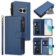 Magnetic Closure 9 Card Slots Zipper Leather Case with Hand Strap For Nothing Phone 2A