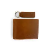 Men's Republic Sleek Leather Wallet And Keyring On The Go Portable Set Brown