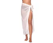 Women Chiffon Bikini Cover-Up See-through Long Swimwear Cover Up Skirt - White