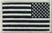 UNITED STATES Flag Patch W/ VELCRO® Brand Fastener Reverse LEFT Shoulder B & W