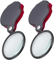 2pcs Pocket Magnifier with Rotating Protective Case Compact Folding Magnifying for Hobbies Science Class and Newspaper Reading Mini High Definition Lens Space Saving Design