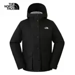 【THE NORTH FACE 官方旗艦】北面女款黑色防水透氣保暖連帽羽絨內裡三合一外套｜88RW7O1