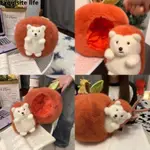 FLUFFY FUNNY HEDGEHOG HID IN PLUSH ROUND SOFT DOLL HOME DECO