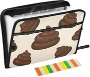 Cute Cartoon Dog Shit Beige Expandable Folder 13 Pockets A4 Letter Size Folder with Dividers with Zipper Closure Expandable File Pocket for Office Supply