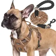 Heavy Duty Tactical Dog Harness for Medium Dogs, Brown, Molle System, Four-po...
