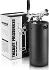 128Oz Growler Tap System, Pressurized Stainless Steel Mini Keg with Cooler Jacke