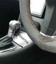 GREY PERFORATED LEATHER STEERING WHEEL COVER BROWN DOUBLE ST FOR PEUGEOT 307 01+ (for: Peugeot)