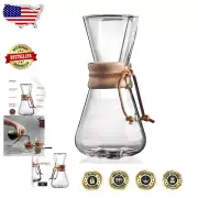 Classic Pour-Over Glass Coffeemaker - 0.44L Borosilicate Carafe, Dishwasher Safe