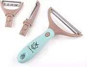 3 Piece Stainless Steel Vegetable and Fruit Peeler Set -Interchangeable Multifunctional Cutter Slicer - Good Grips Y-Peeler, Straight Peeler, and Julienne Peeler.