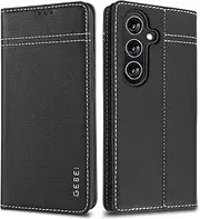 Genuine Leather Case for Samsung Galaxy A54 5G - Premium Leather Magnetic Flip Case with Stand Function and Card Slots Flip Case Leather Mobile Phone Case for Samsung Galaxy A54 5G (Black)