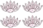 uxcell 4Pcs Handmade Beaded Patches, Peacock Tail Glass Crystal Appliques Sew on Rhinestone Patch for Clothing DIY Sewing Accessories, Pink