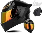 Modular Flip Up Motorcycle Helmet ECE Approved Full Face Double Visor Helmets Moped Racing Crash Motocross Snowmobile Helmet for Men Women Adult B,S=55-56CM