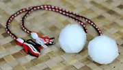 NEW ZEALAND MAORI PAIR SOFT POI BALLS ABOUT 20" LONG BRAIDS + TASSELS ADULT SIZE