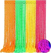Ecally 48pcs Glow in the Dark Bead Necklaces Neon Party Supplies 80s Neon Accessories Necklaces Bulk for Party Halloween, 33 inch, Plastic, No Gemstone