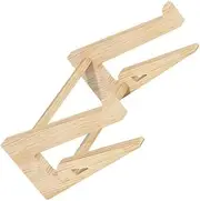 Vaguelly 1Pc Ergonomic Wooden Laptop Stand Height Computer Holder for Notebooks Natural Ventilation Design for Office and Home Use Khaki Finish