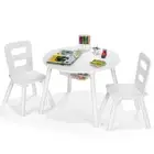 HONEY JOY 3 Piece Kids Round Table and Chairs Set Activity Desk w/ Storage Bag
