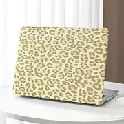 Ksriylm Compatible with MacBook Air 13 Inch Case 2021 2020 2019 2018 Release A2179 M1 A2337 A1932 Touch ID, Leopard Print Leather Plastic Laptop Hard Shell Case+2 Pieces of Keyboard Cover,Light Brown