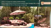 Seasons Sentry Solar Led Outdoor Cantileve Umbrella 3.35M with Base NEW