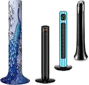 NICENEEDED Blue Peacock Pattern Tower Fan Dust Cover, Vertical Fan Dustproof Protective Cover Washable Tower Sleeve, Dust-Proof Protective Cover for Pedestal Fan Floor Stand Fan Decor